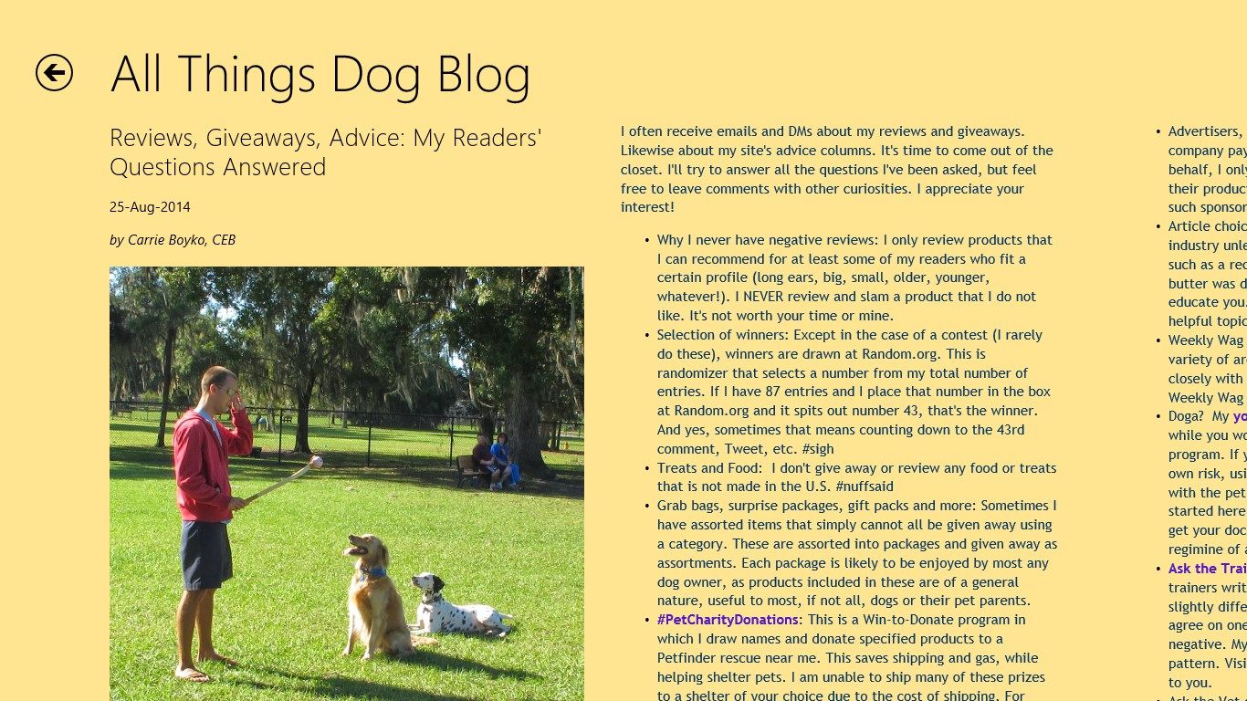 Training your dog articles.