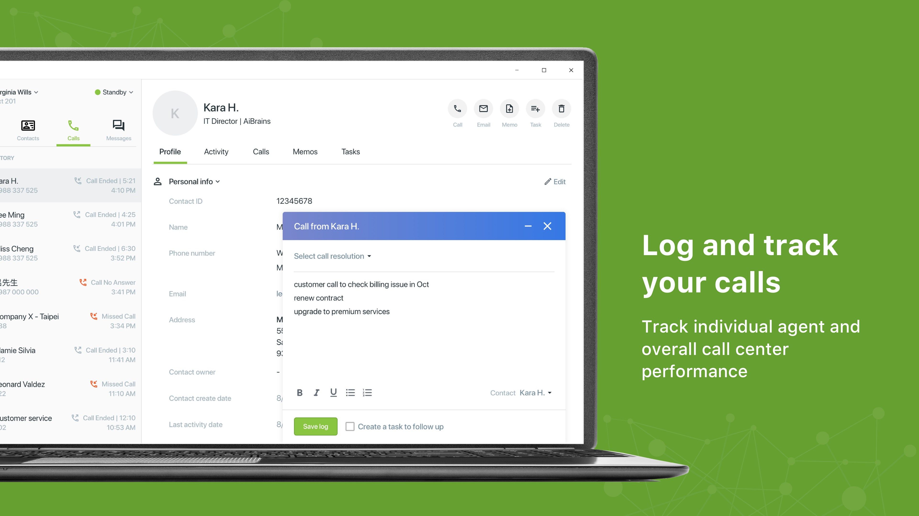 Log and track your calls
