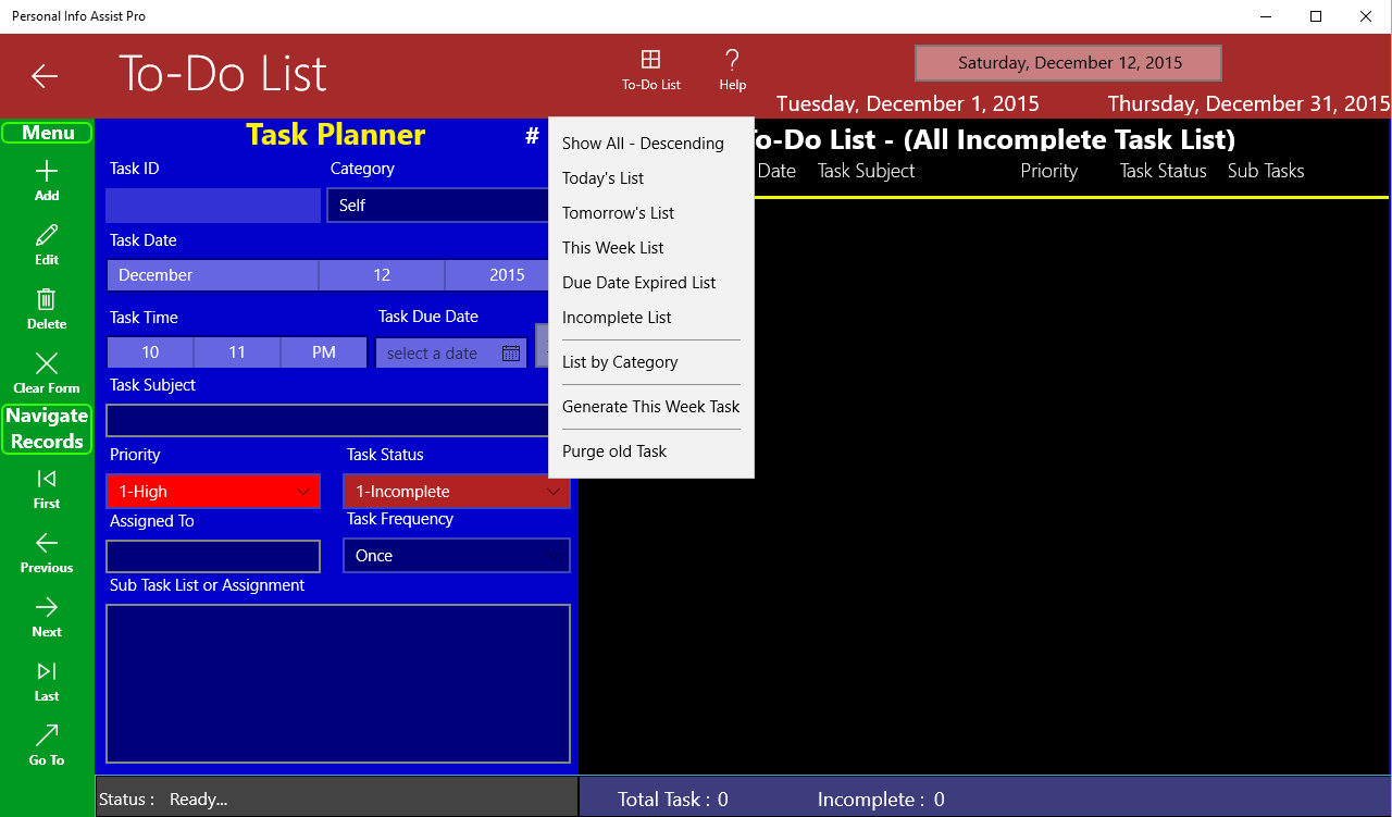 Personal Info Assist Pro - To-Do List