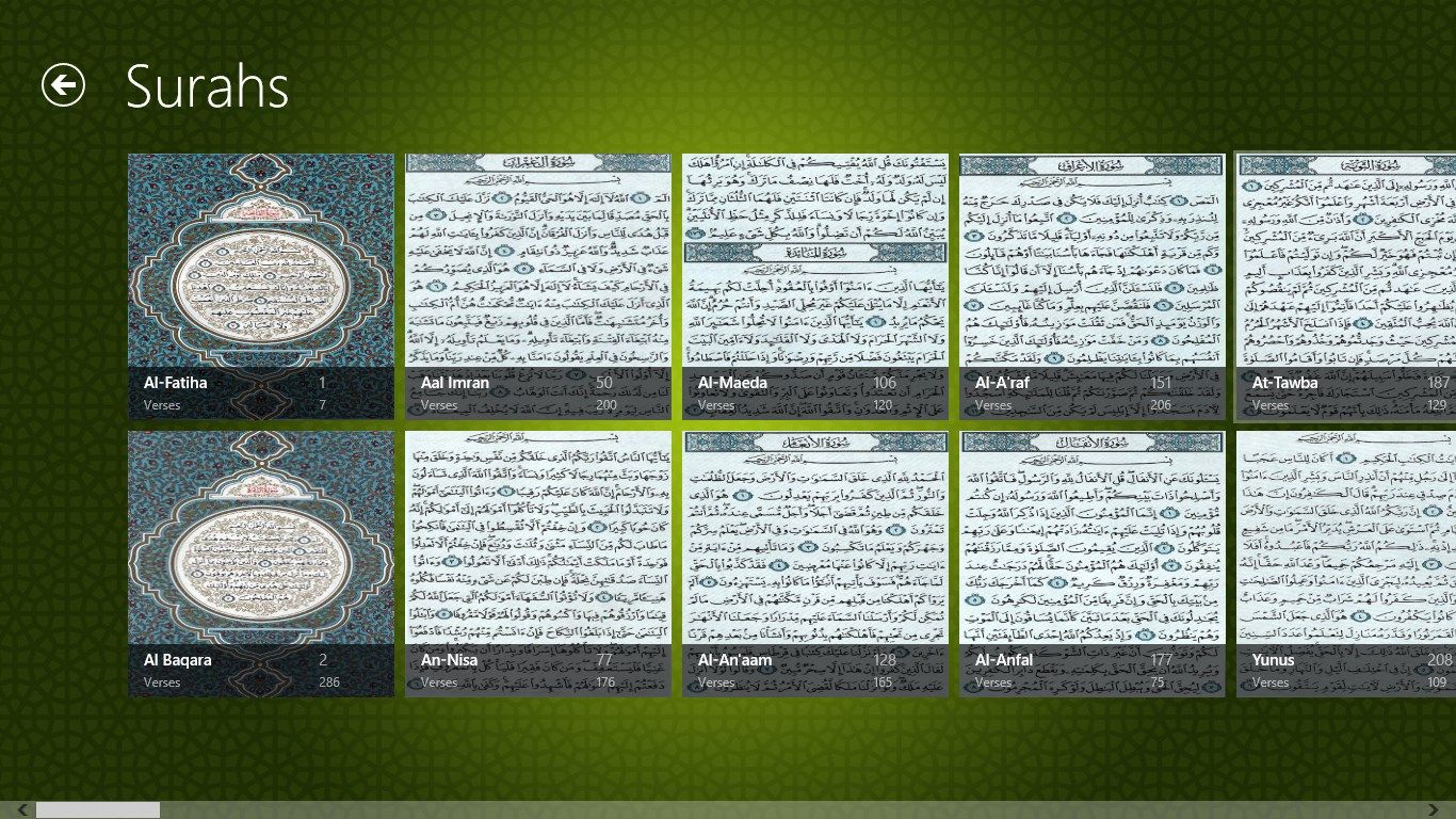 Qur'an Surahs Page