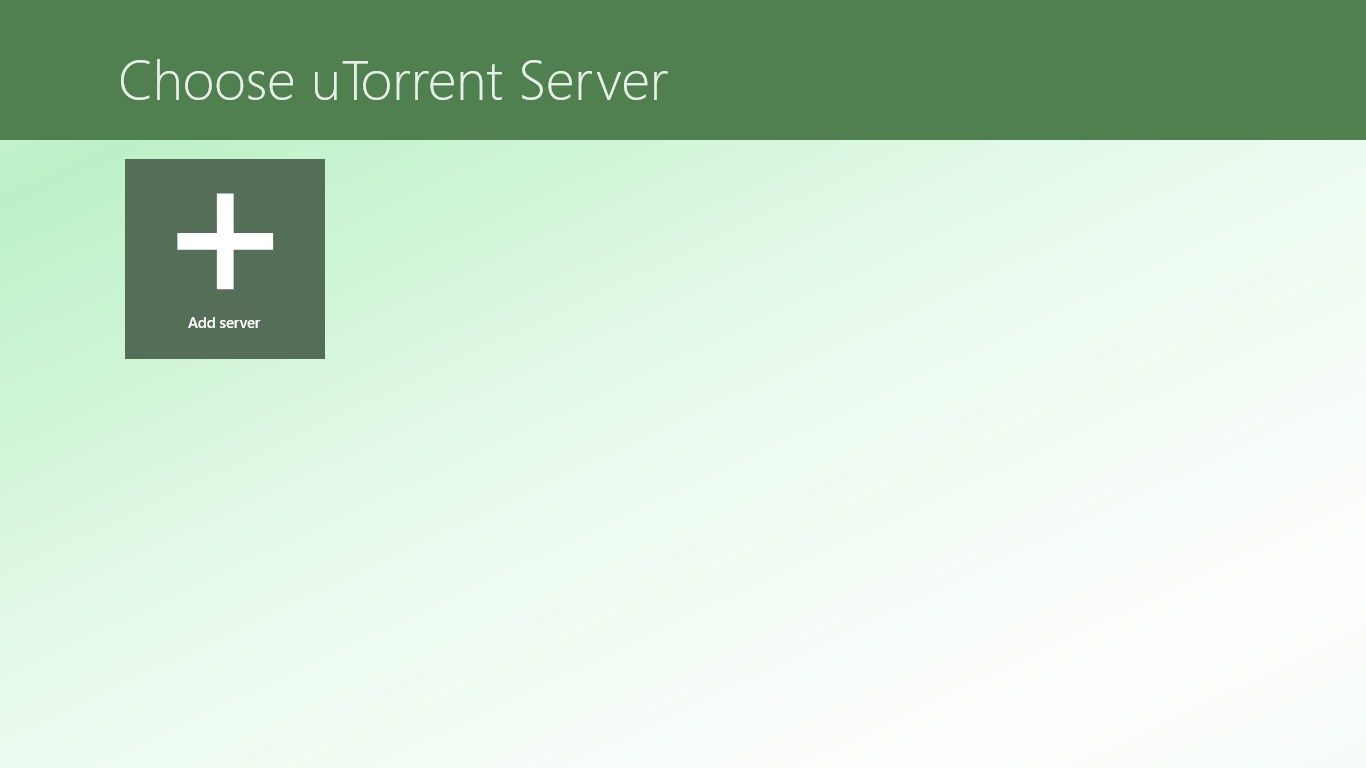 Main page where all configured servers will be listed.