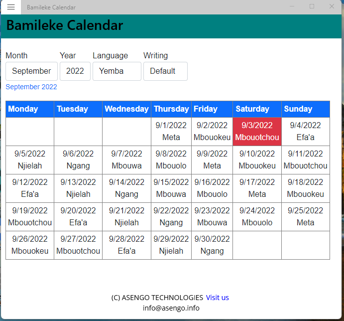 Bamileke Calendar