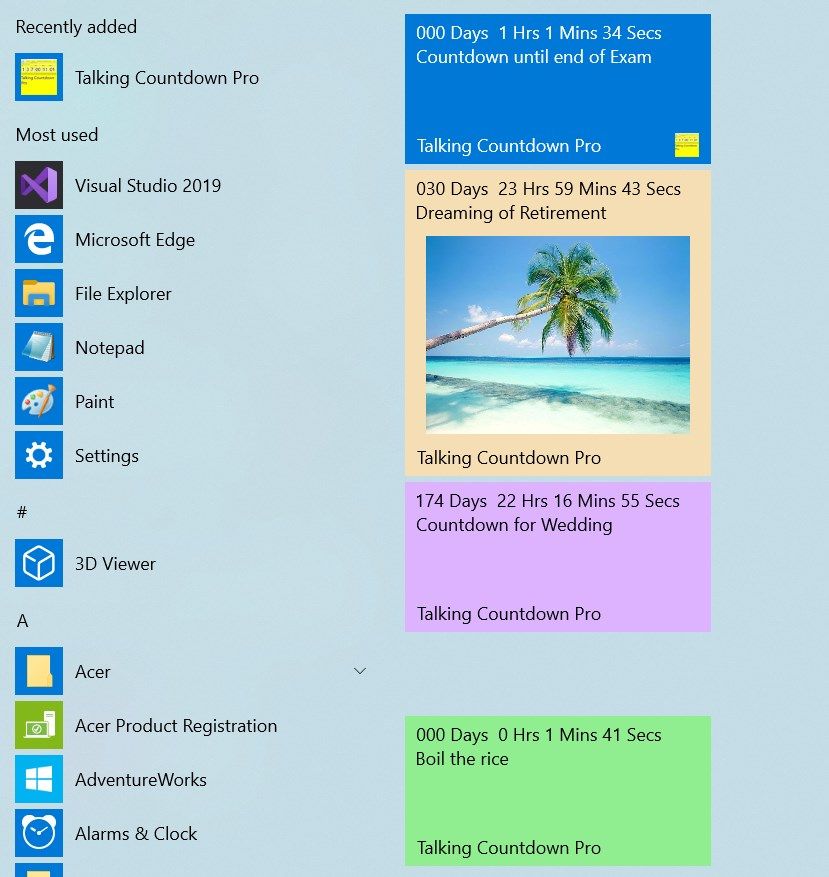 Multiple live tiles on Windows 10 Start menu