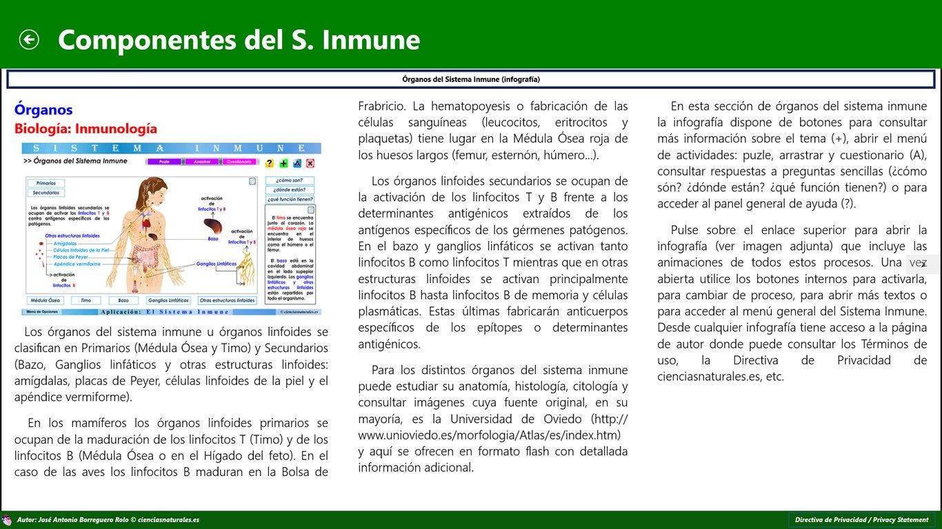 Página del Apartado 1: Órganos del Sistema Inmune