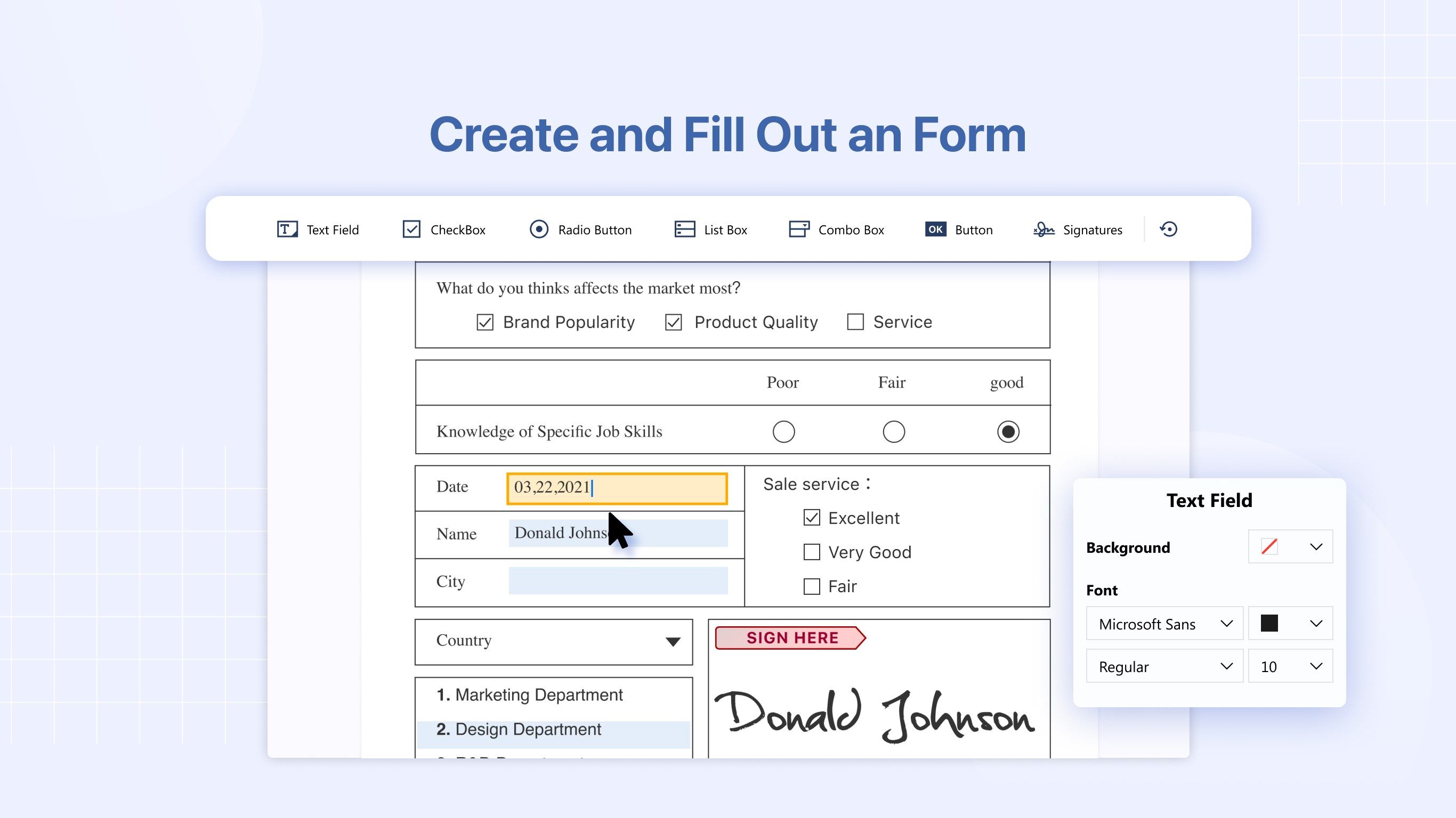 Create and Fill Out an Form