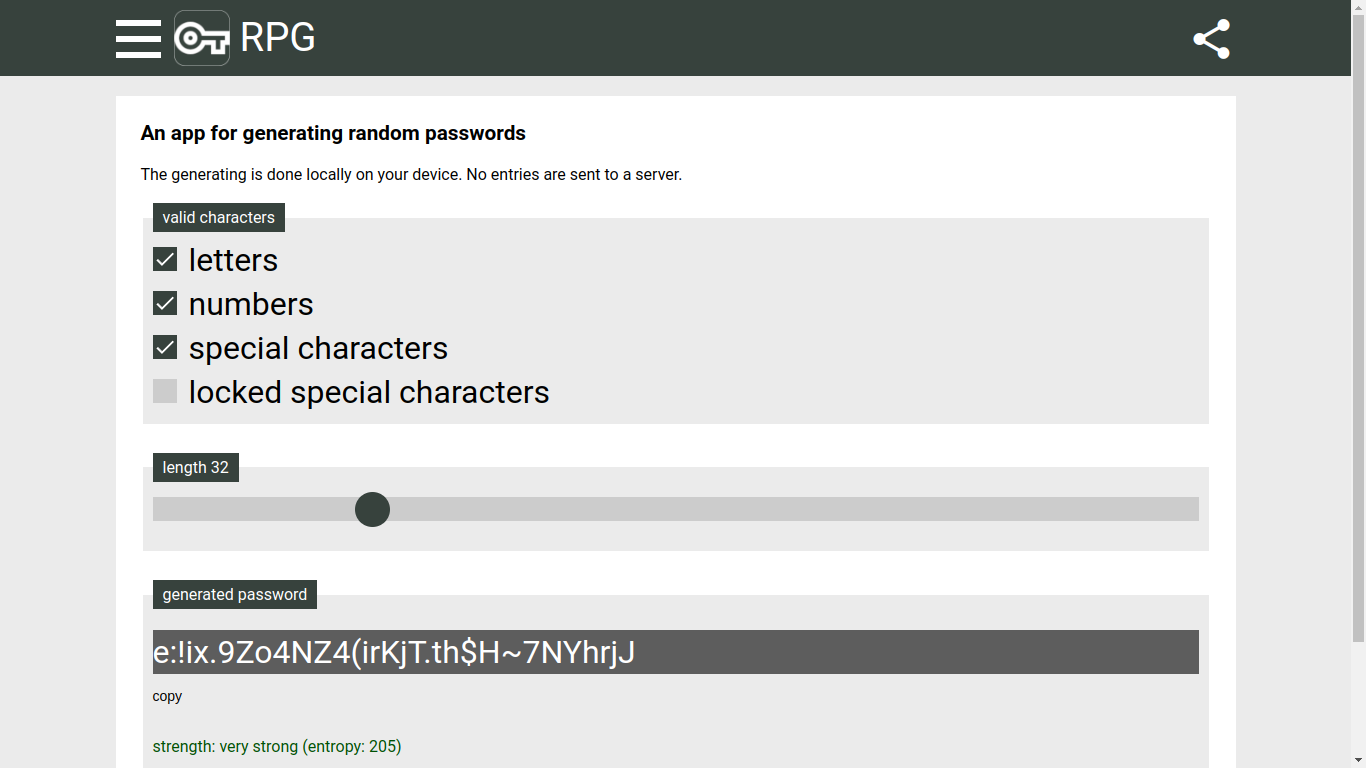 Random Password Generator (RPG)
