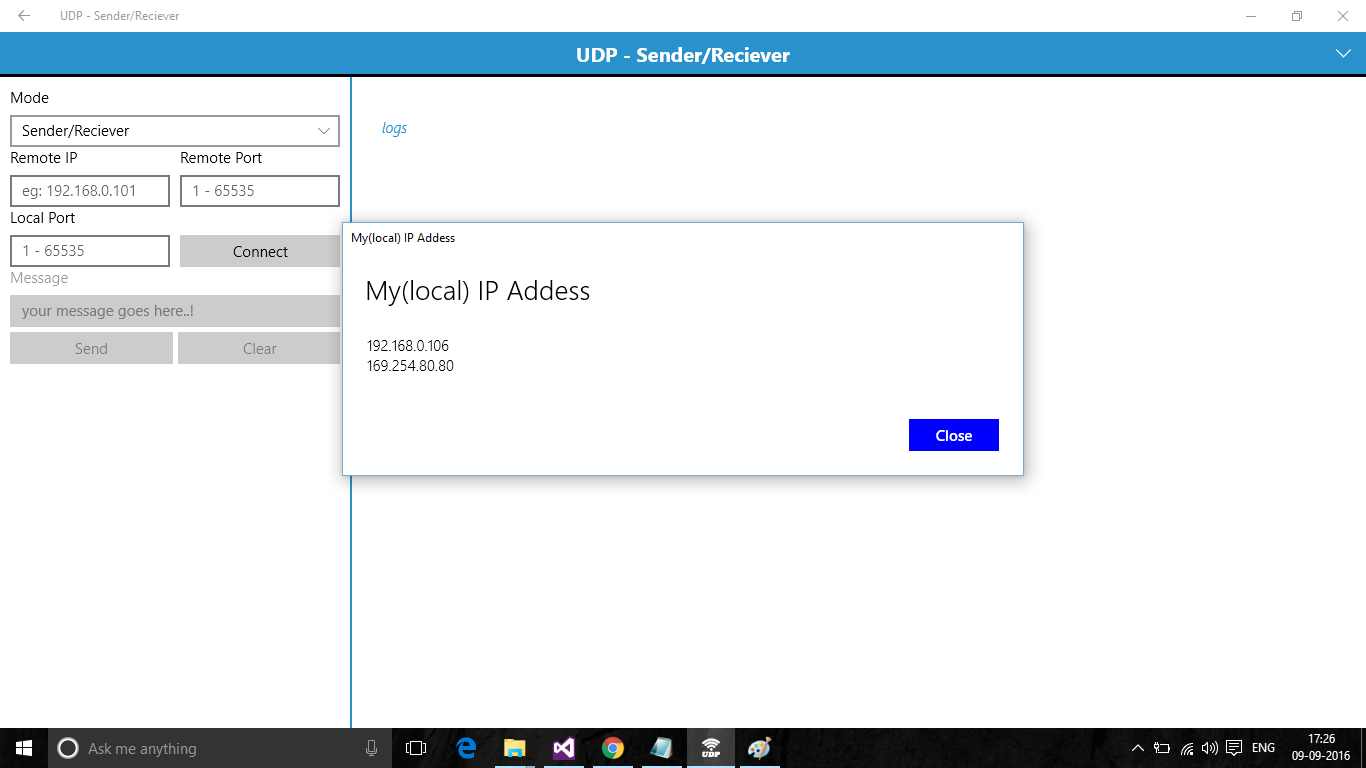 Display local IP Address on selecting My IP Address in top flyout list