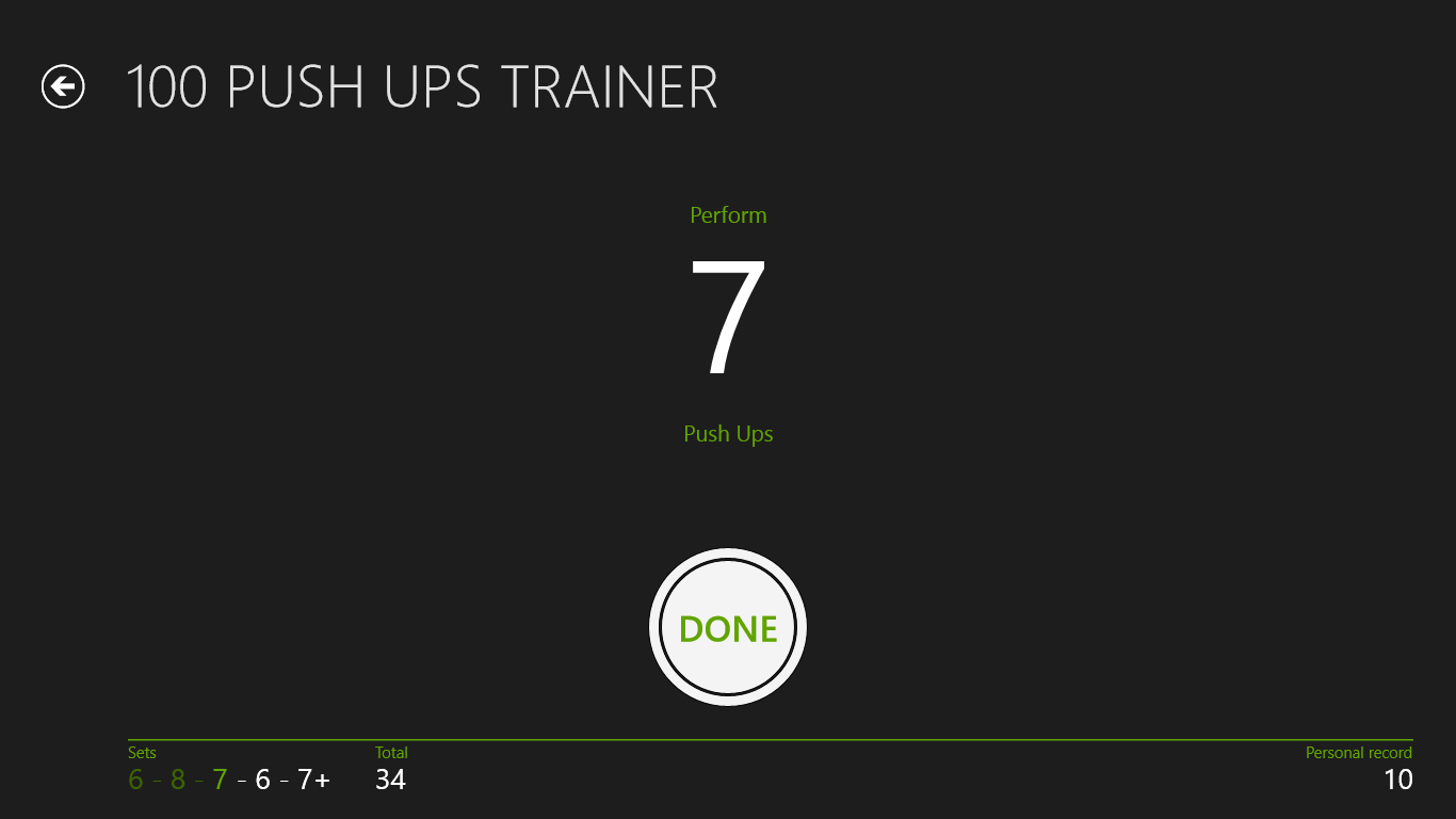 Training page that tells you how many push ups you have to do.
