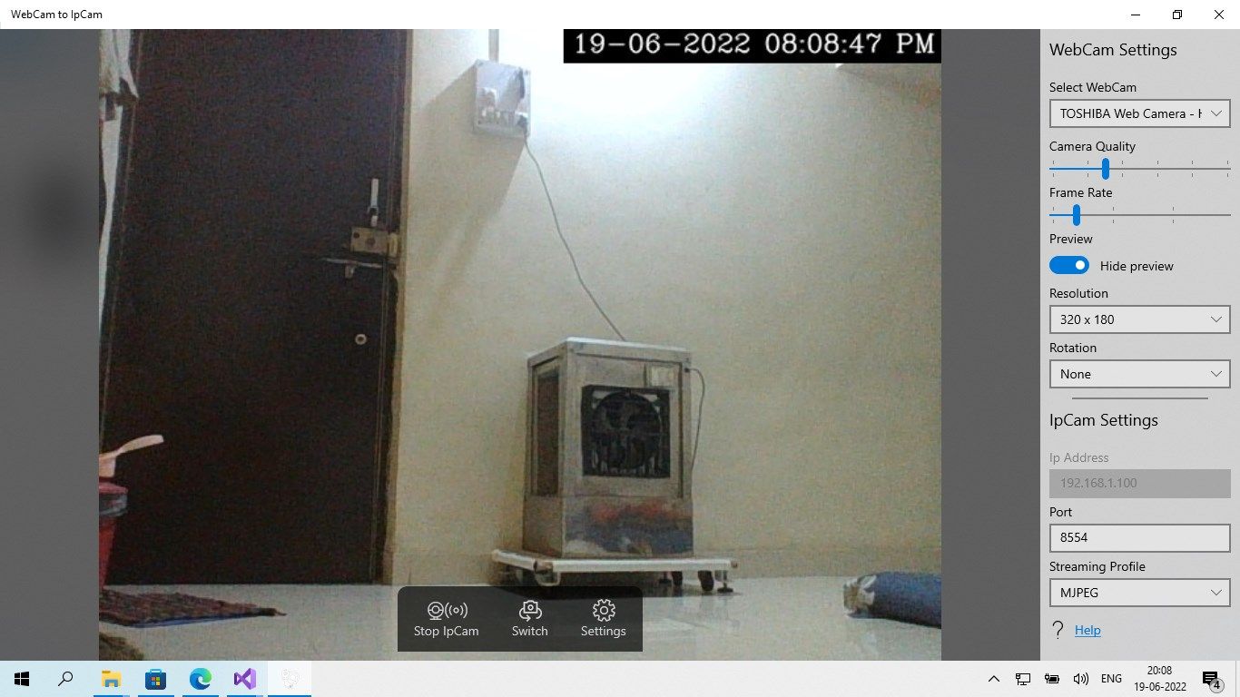 Webcam and IP camera settings