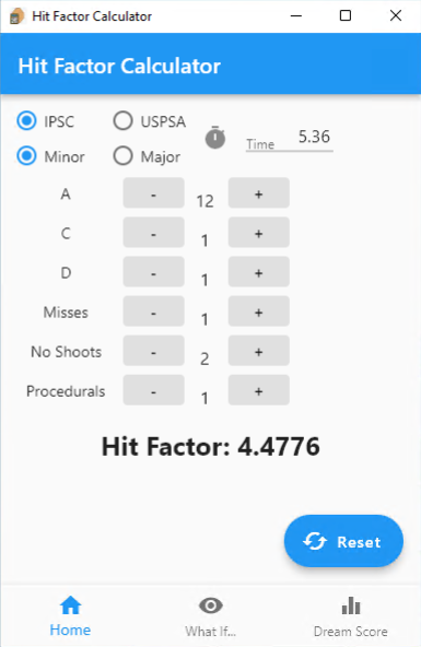 Hit Factor Calculator