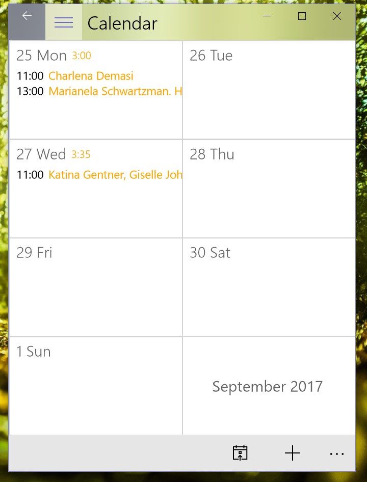 Convenient view of your ministry plans for the week. Total ministry time planned for the day is displayed near the date.