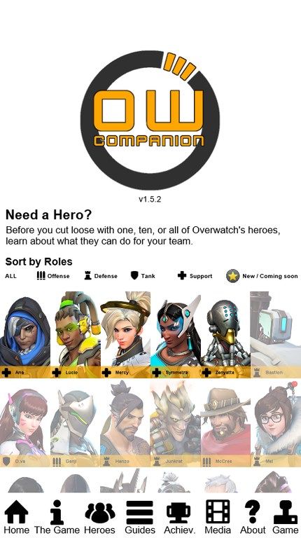 Browse all heroes and filter them by role.