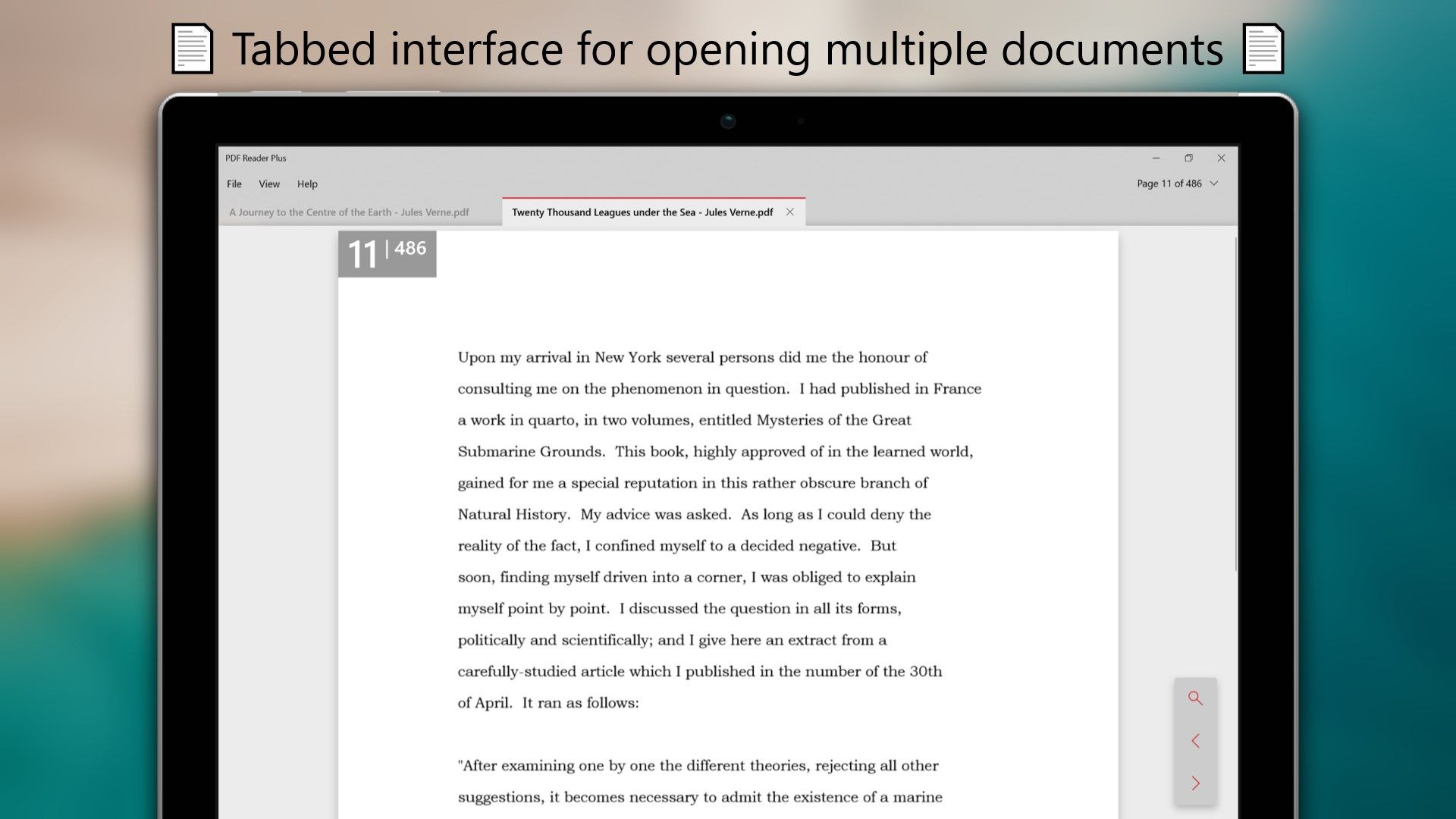 Tabbed interface for opening multiple documents