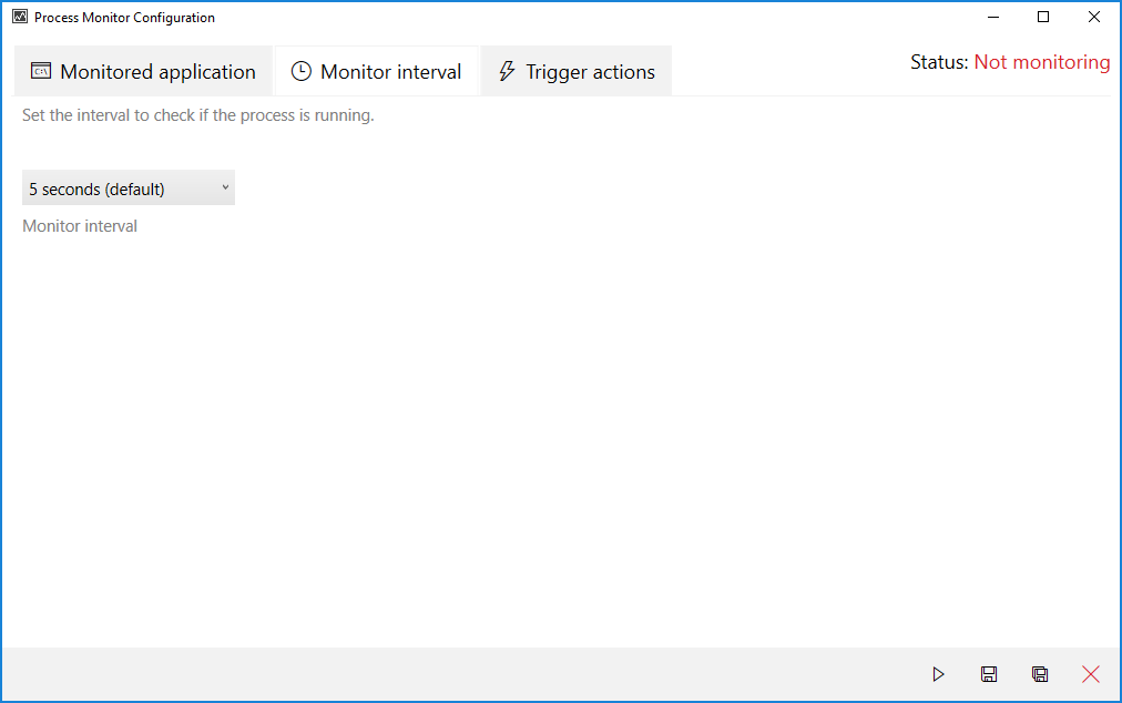 Main window: select an update interval