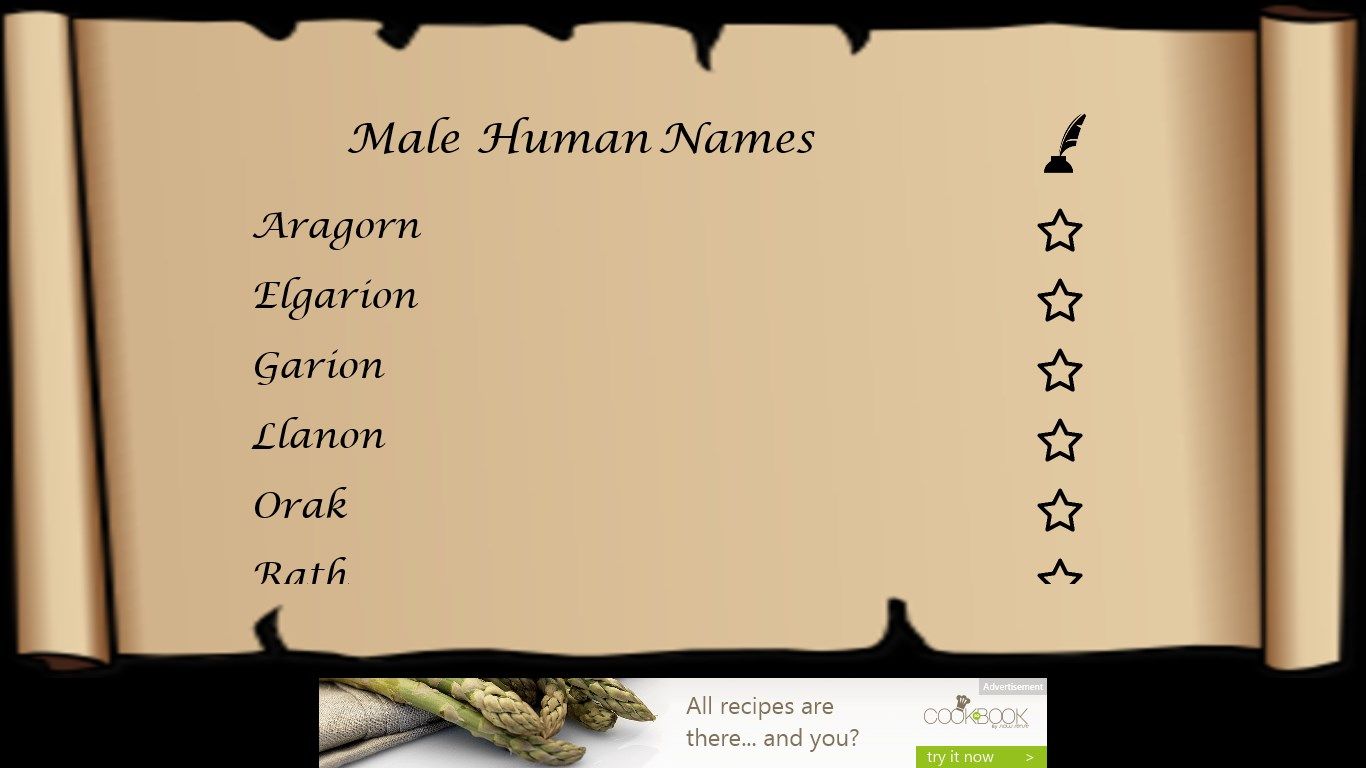 A list of generated names.