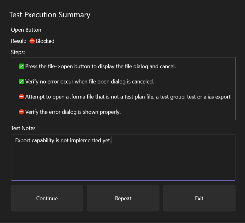 Execution engine - test execution summary dialog