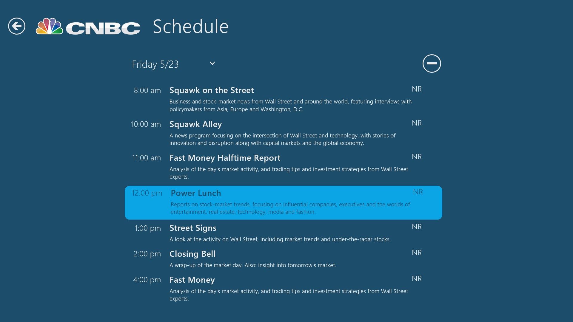 Access CNBC’s program schedule to see what time your favorite shows air.