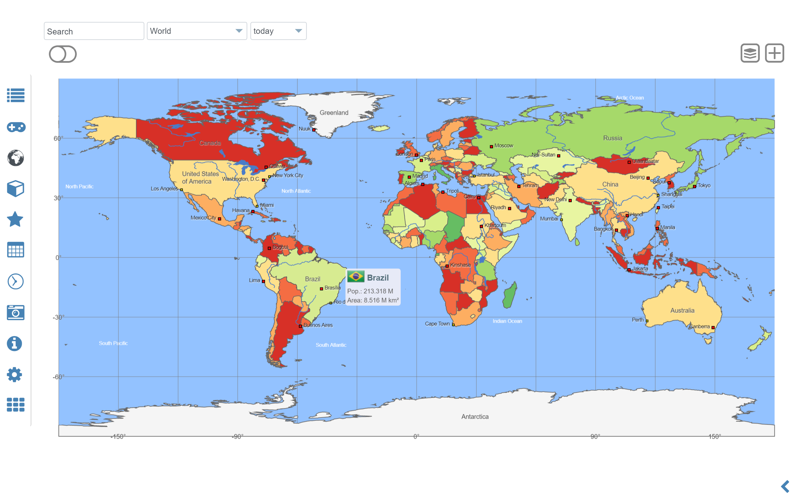World map & world atlas MxGeo Free
