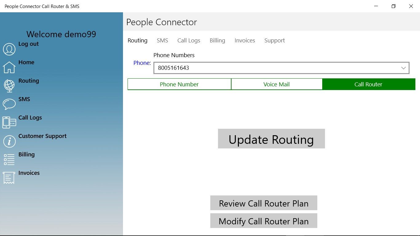 Route to phone number, voicemail, or your call router plan