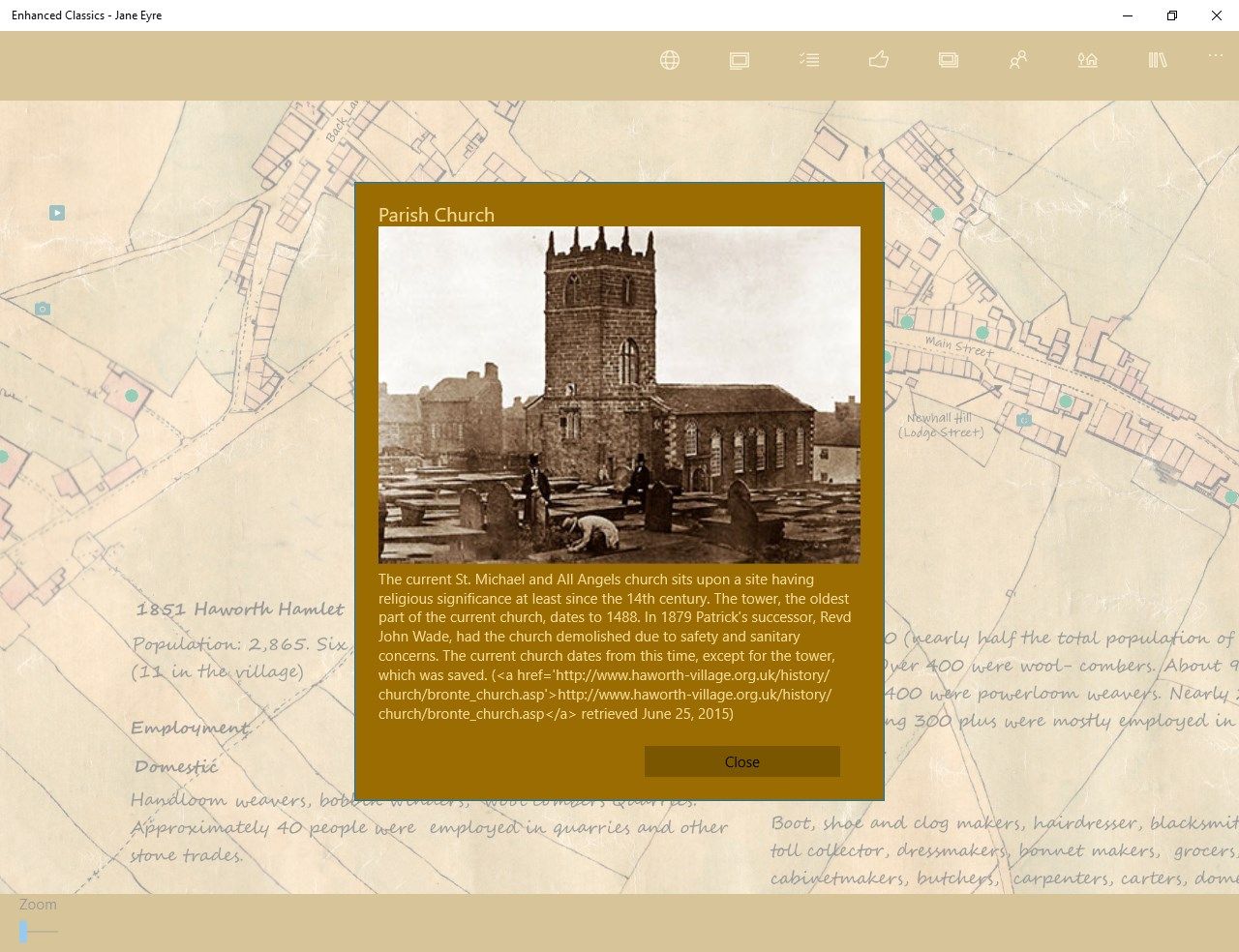 An interactive map of Haworth in 1850 lets you explore the village in the time of the Brontes