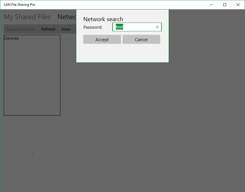 Searching shared devices in the network