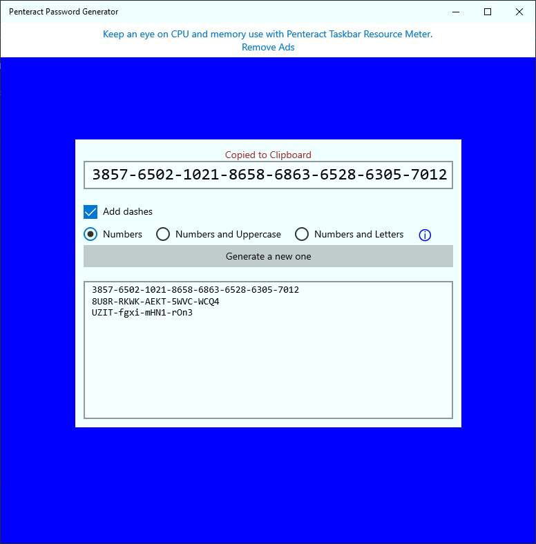 Penteract Password Generator