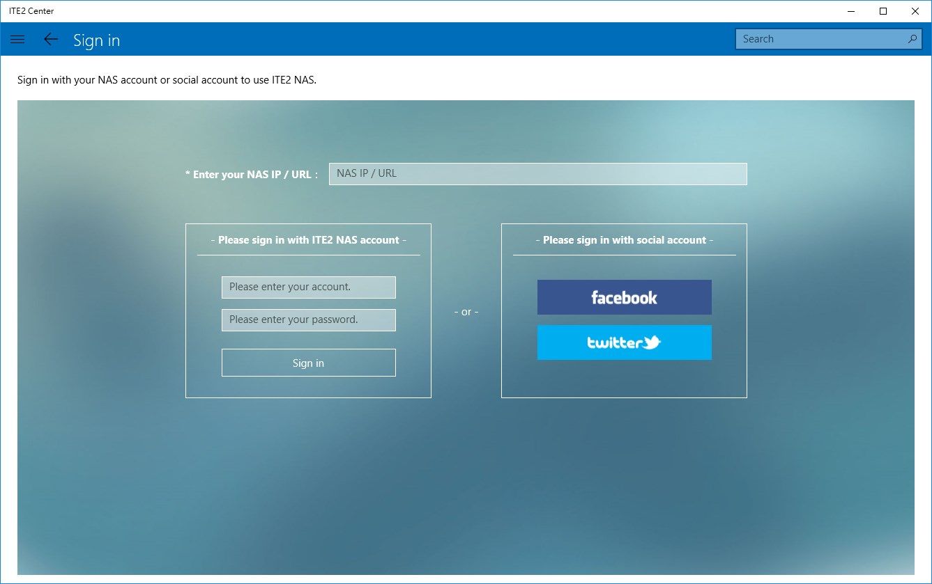 Using your account or social account to Login to your ITE2 NAS.