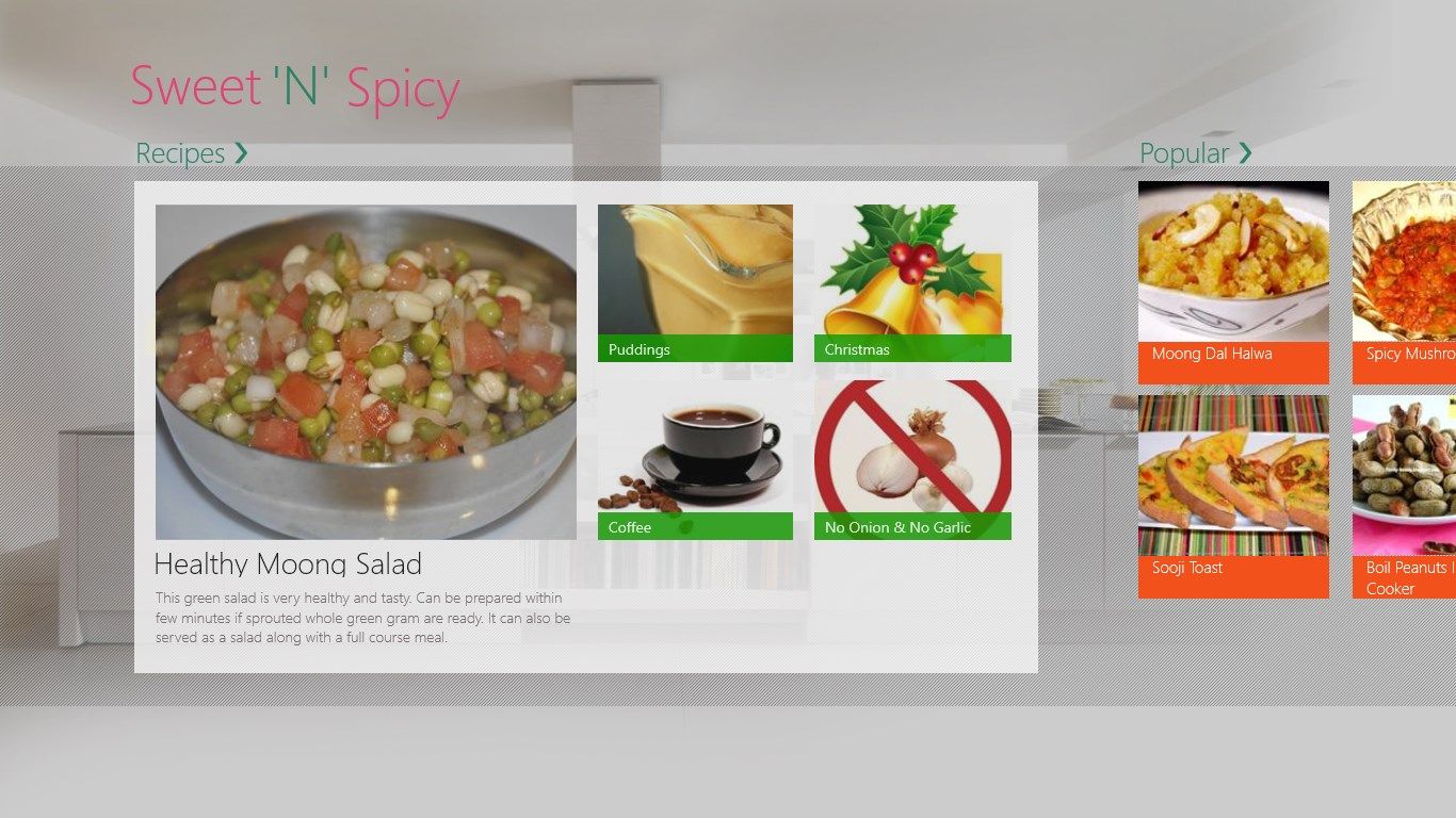 This is the start screen page for this Indian recipe app.