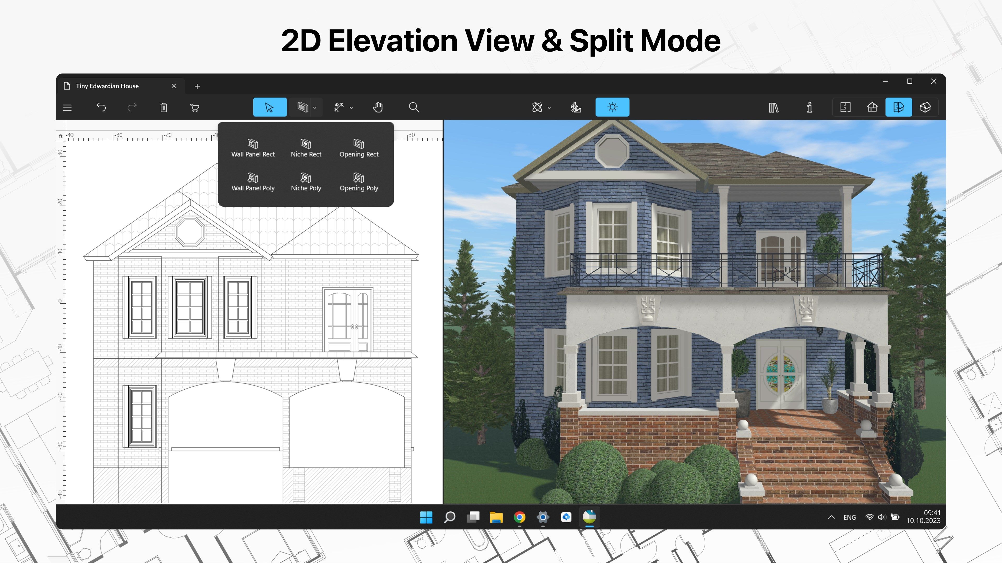 2D Elevation View & Split Mode