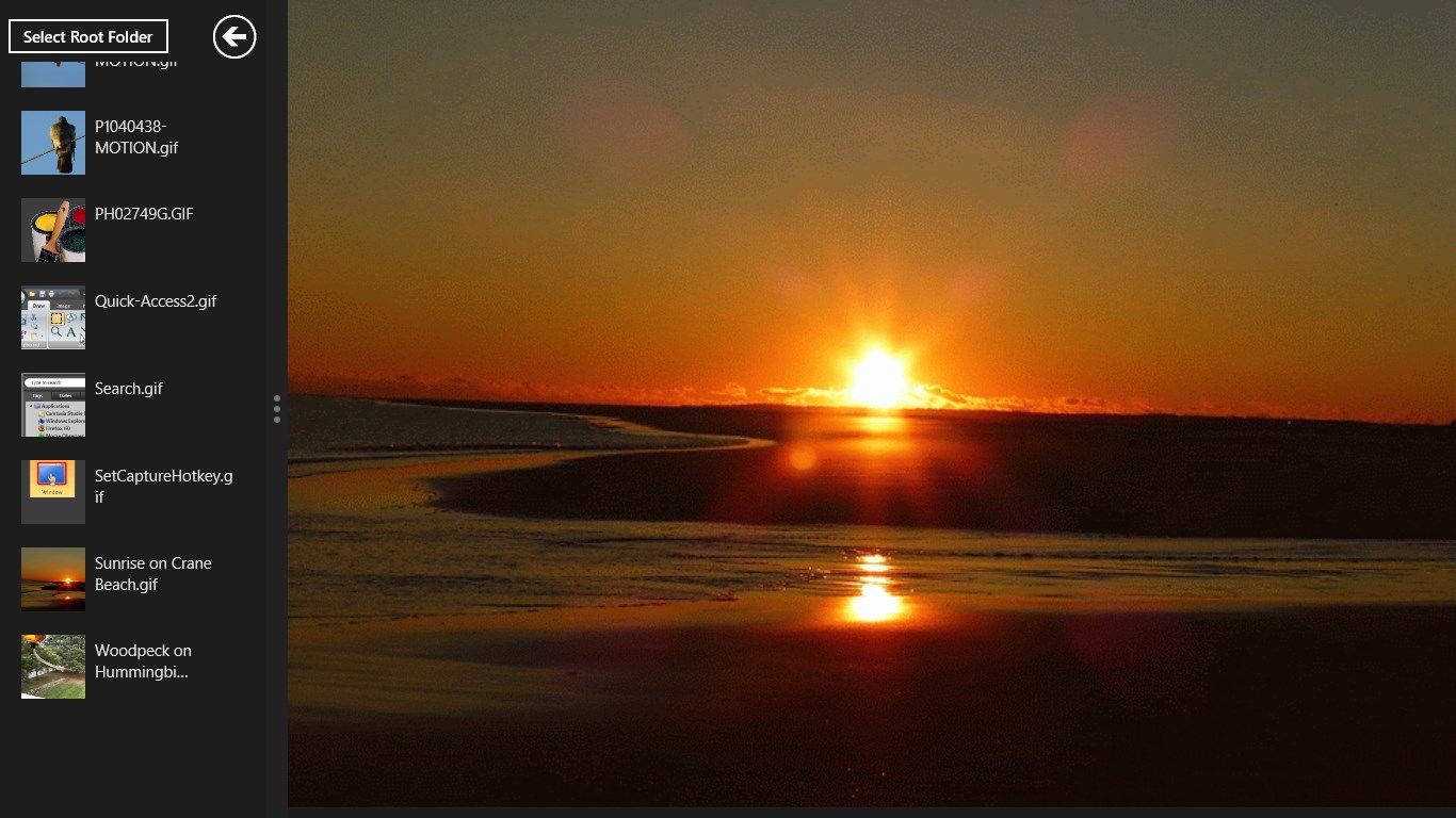 Sunrise GIF browsed from a folder.