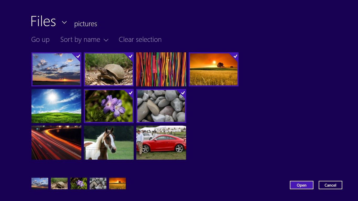Selecting photos using the file picker.