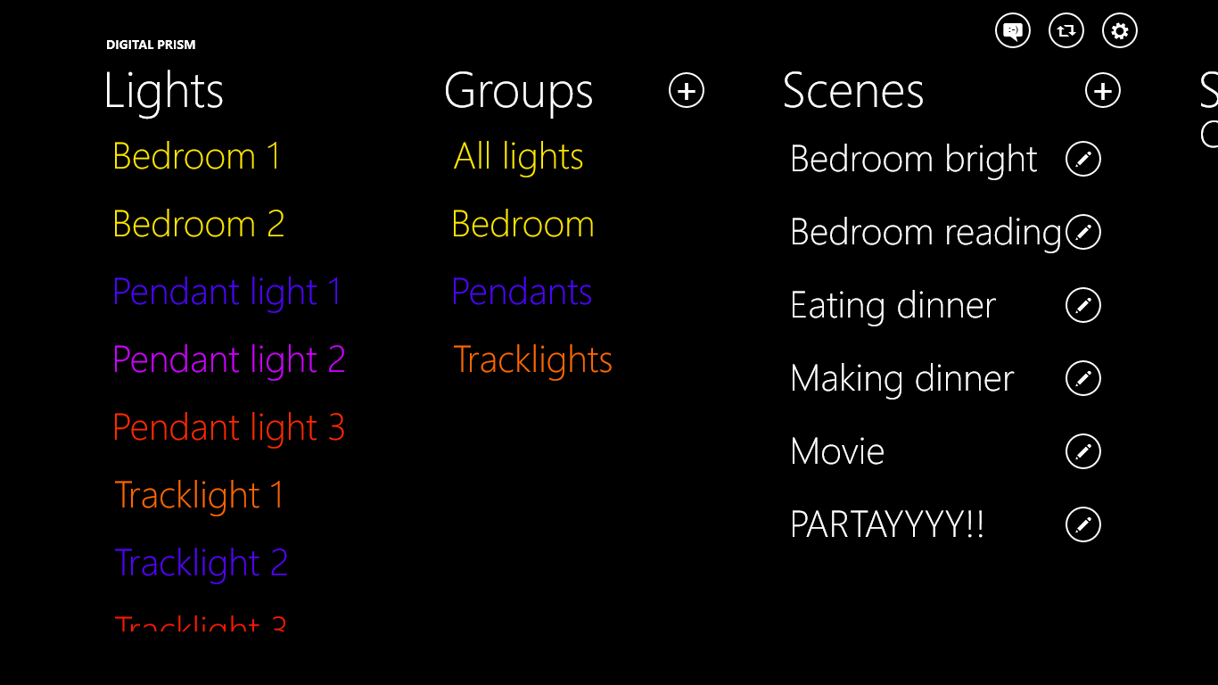 View all your lights, groups, and scenes