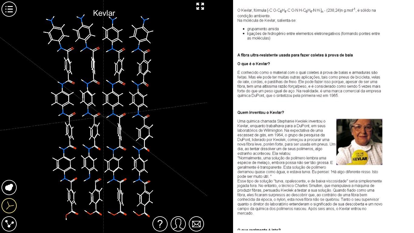 Visualização e descrição da moléculas Kevlar