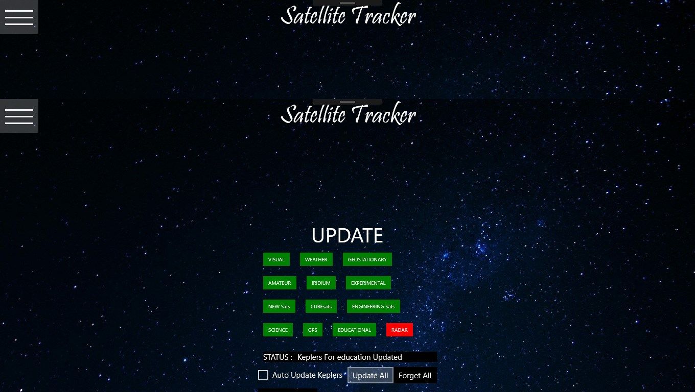 Occasionally update keplers (satellite info) with the ease of a button click