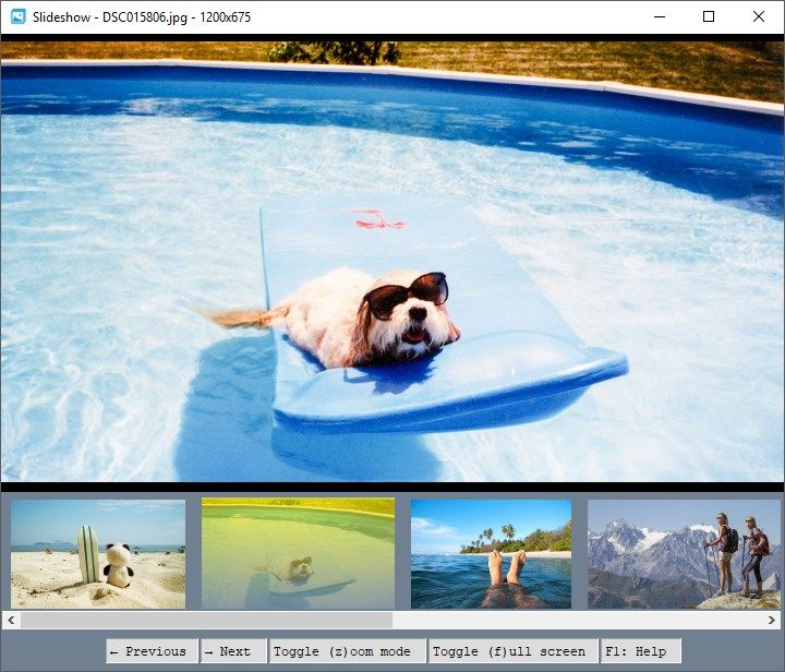 If you open a folder with image files, you can use the Slideshow feature to view your images.