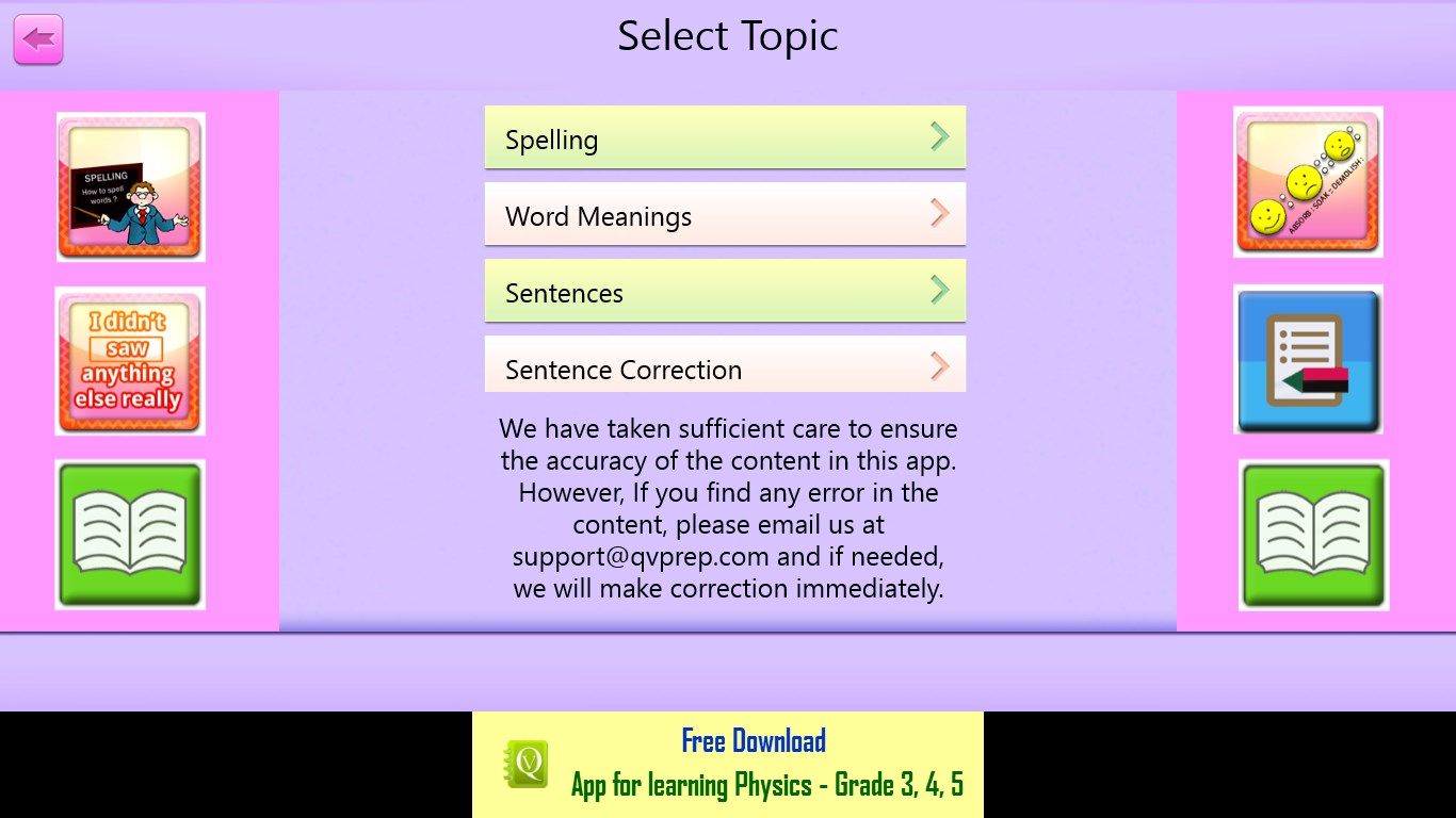 Choose Topic Screen