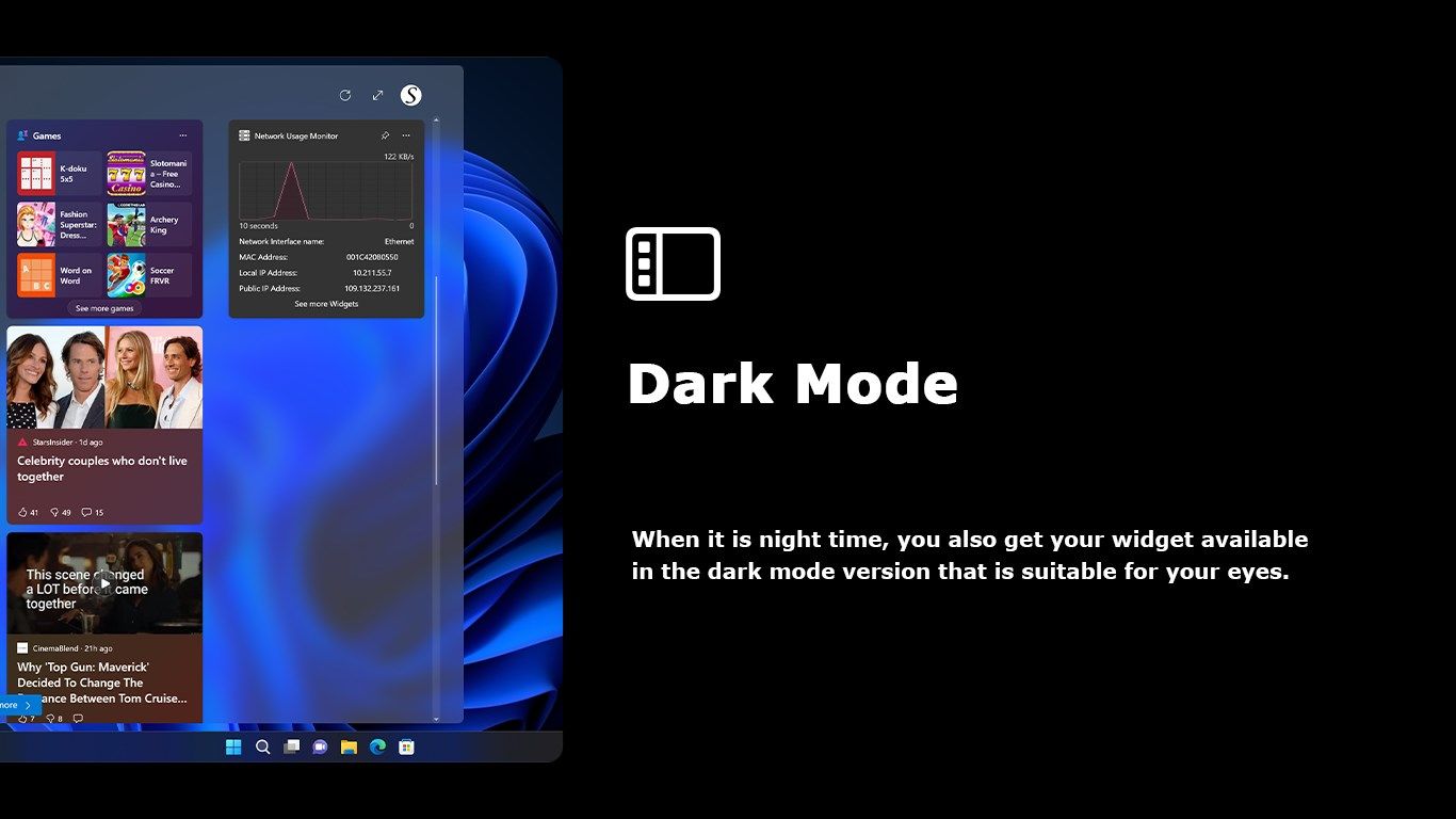 Dark Mode version of the Network Usage Monitor widget
