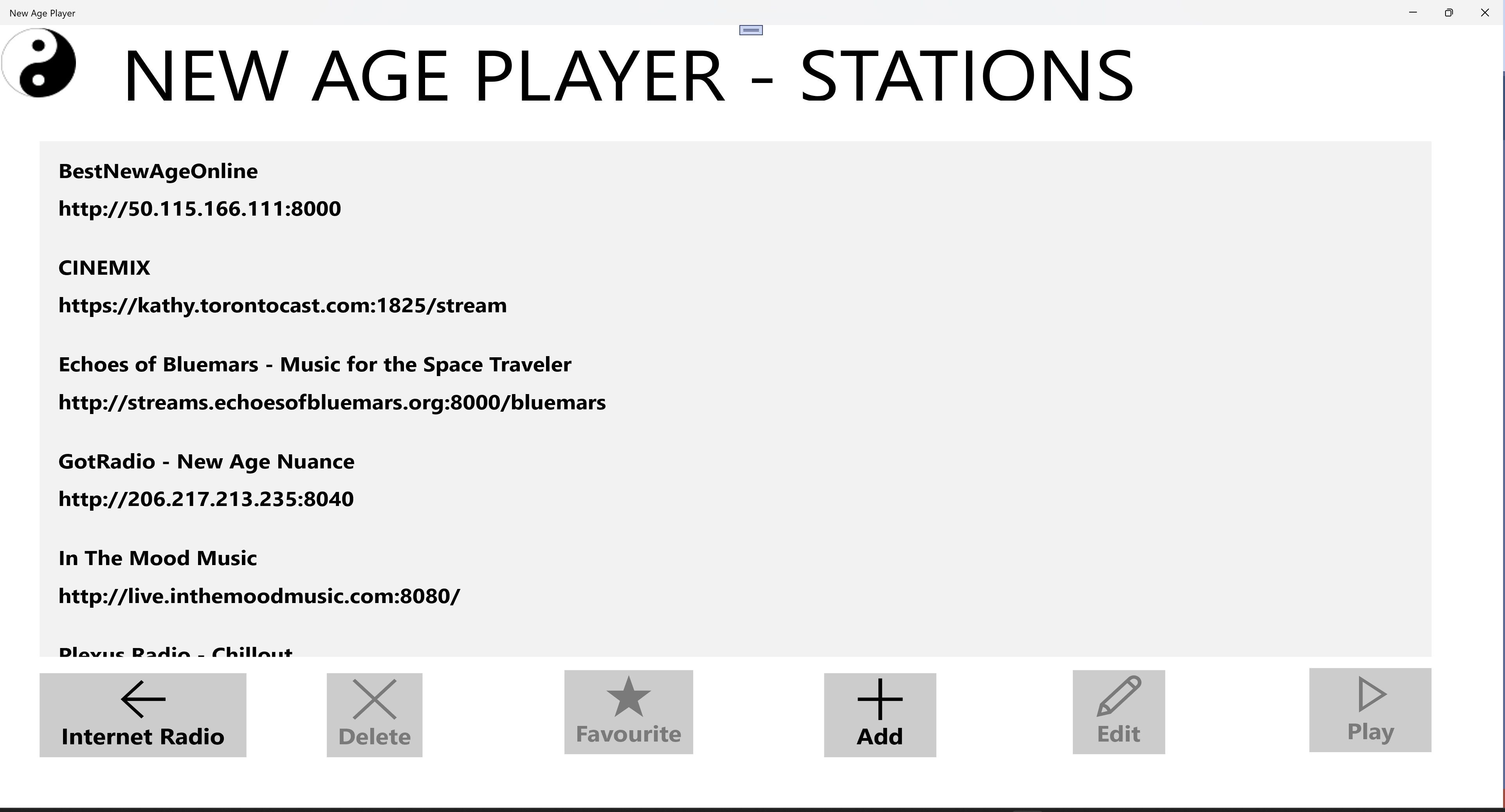 Stations screen (Windows 10) - Light Theme