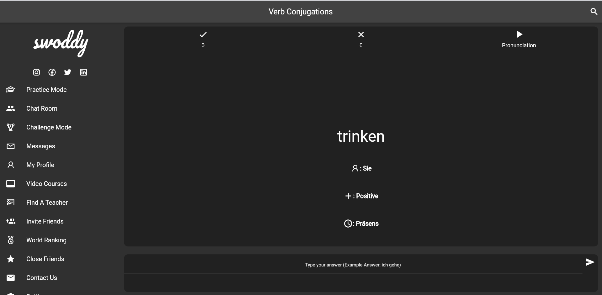 Practice Mode / Verb Conjugations
