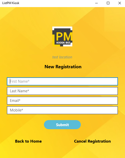 Customer Sign Up Page
