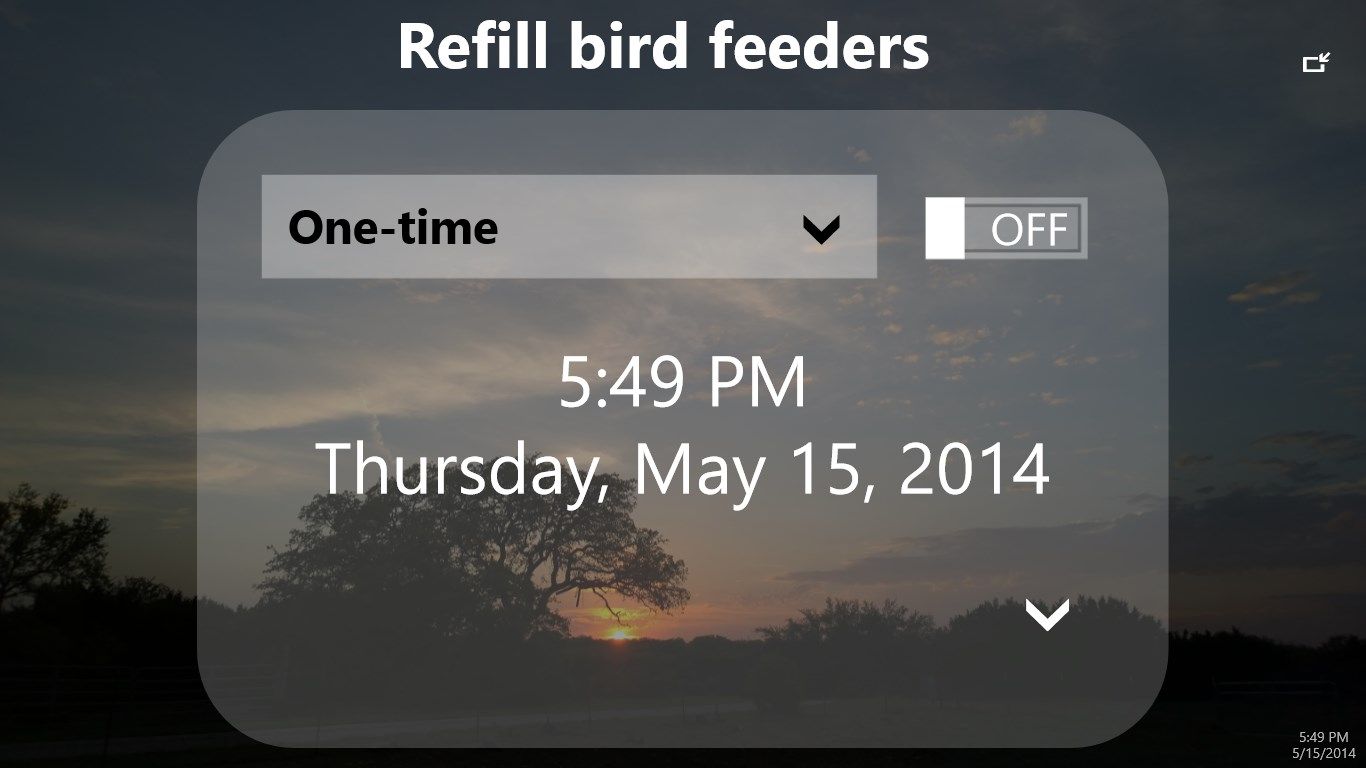 To alert you, an alarm or timer will display full screen, in addition to its on-screen popup notification and sounds