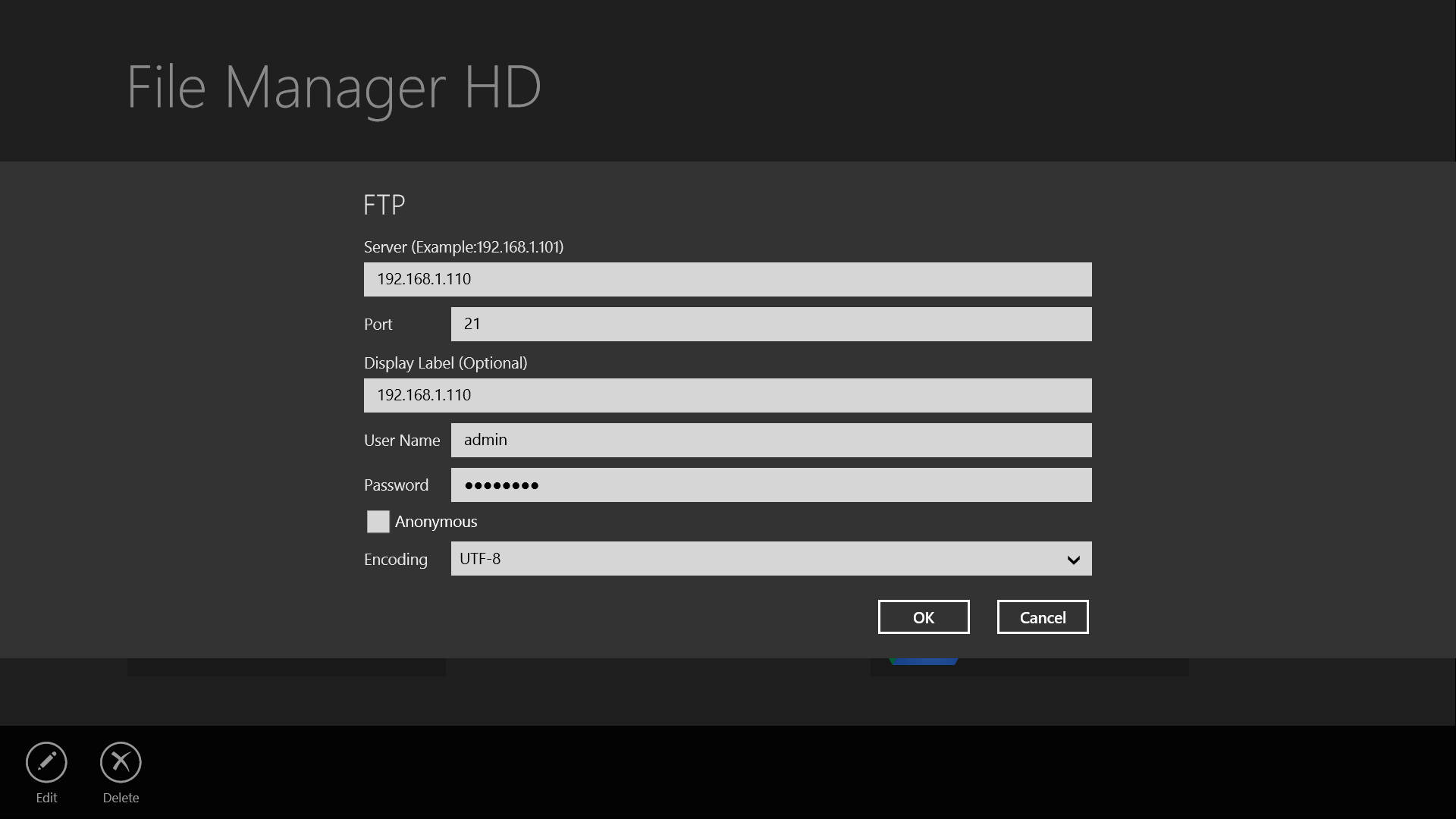 FTP Connection Settings