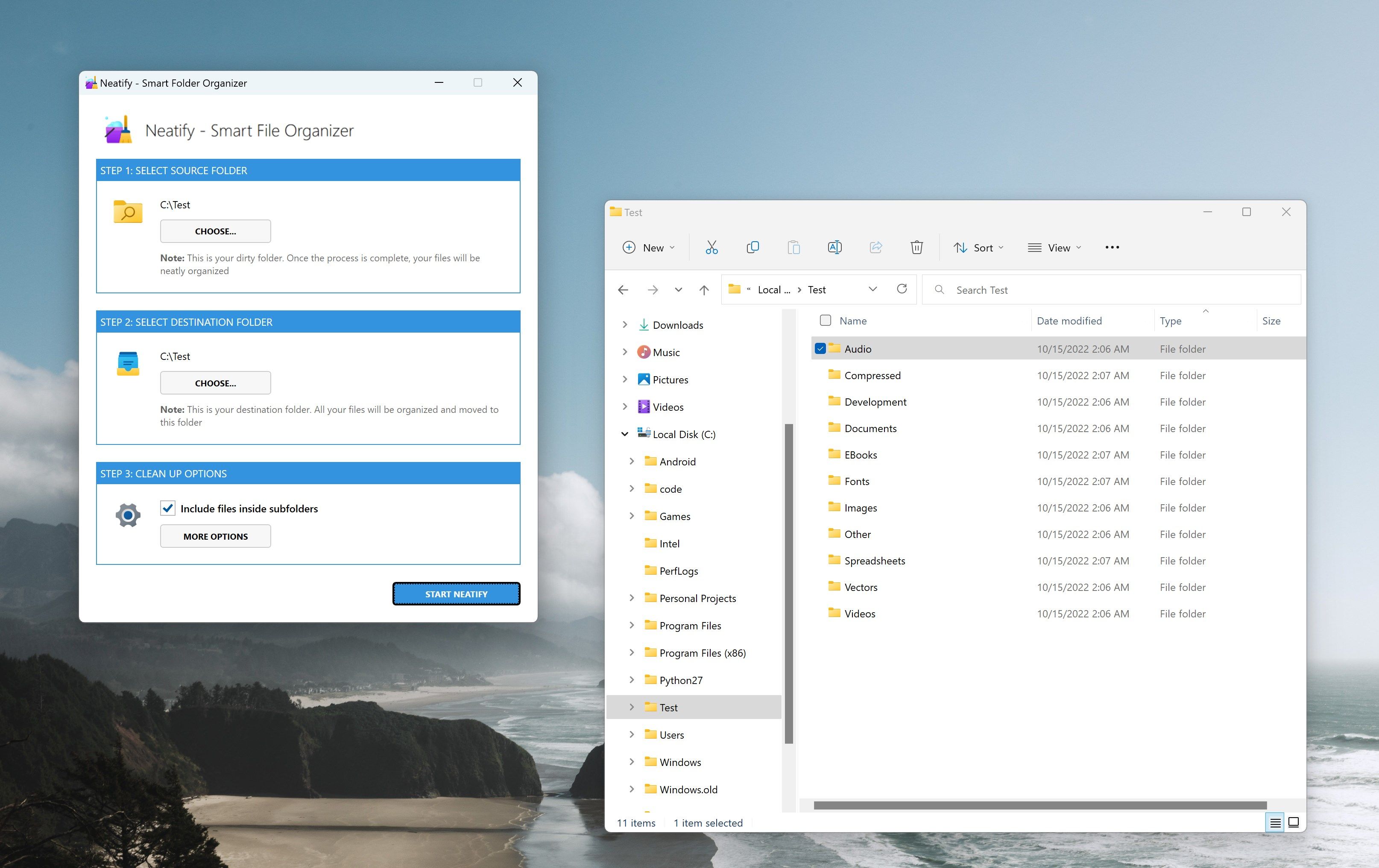 Clean and organize your files and folders with 1 click