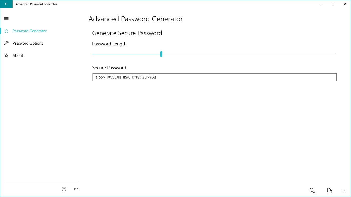 Advanced Password Generator creates secure password.