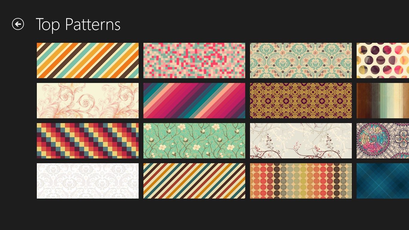 Top Patterns page allows you to scroll infinitely to find the perfect one for your screen.