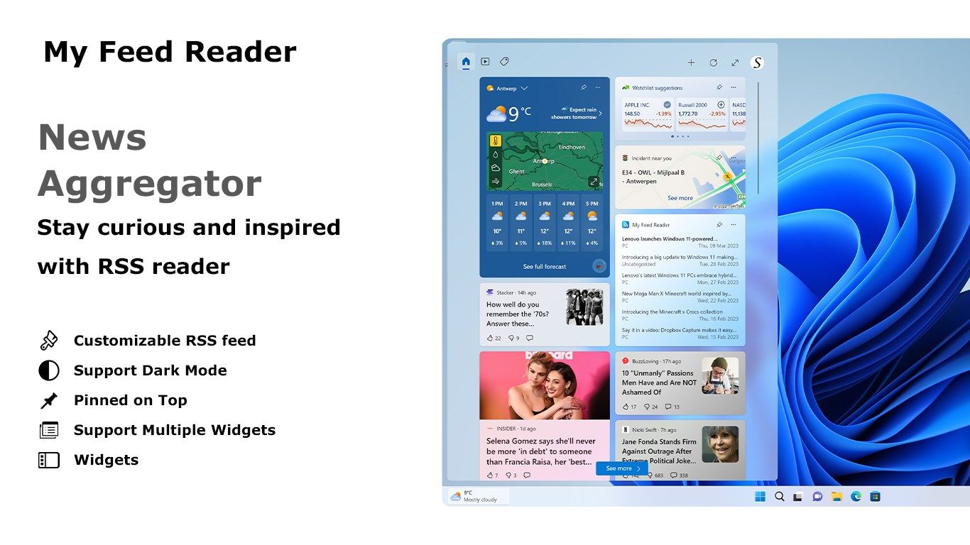My Feed Reader widget for Windows 11