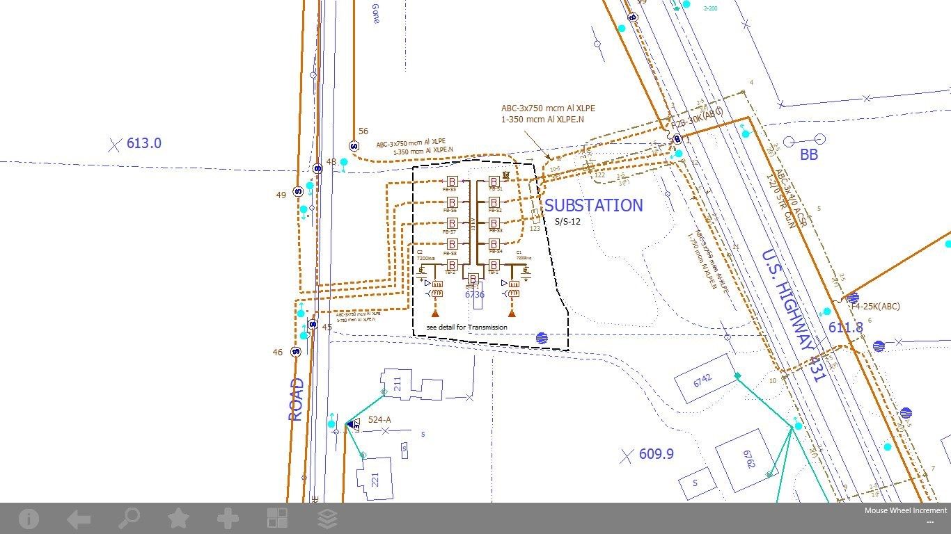 View substation in map with only electric feature displayed.