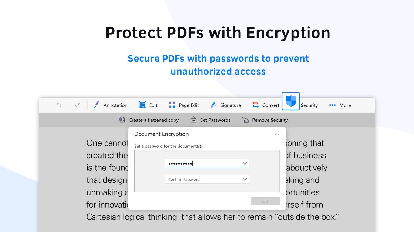 Protect PDFs with Encryption - Secure PDFs with passwords to prevent unauthorized access