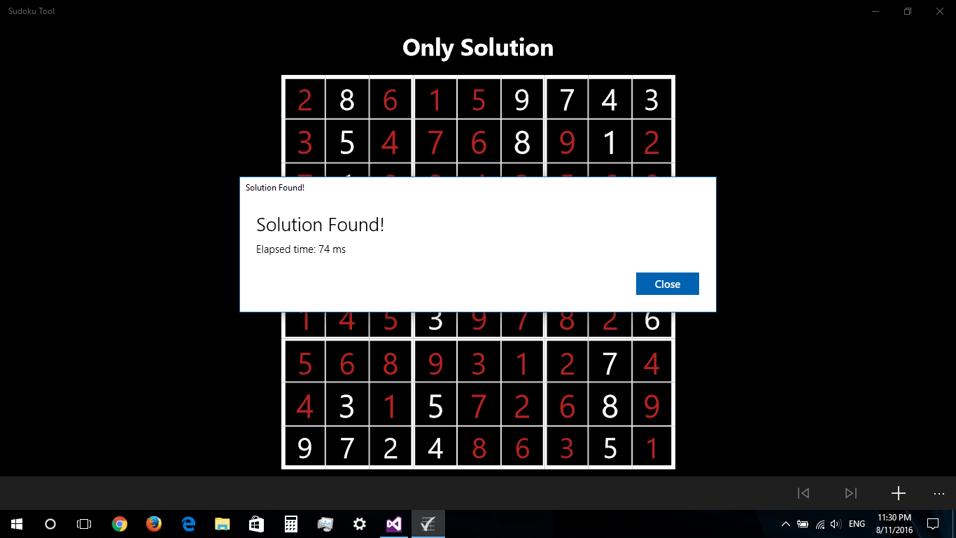 Just finished solving for the first solution of a puzzle.