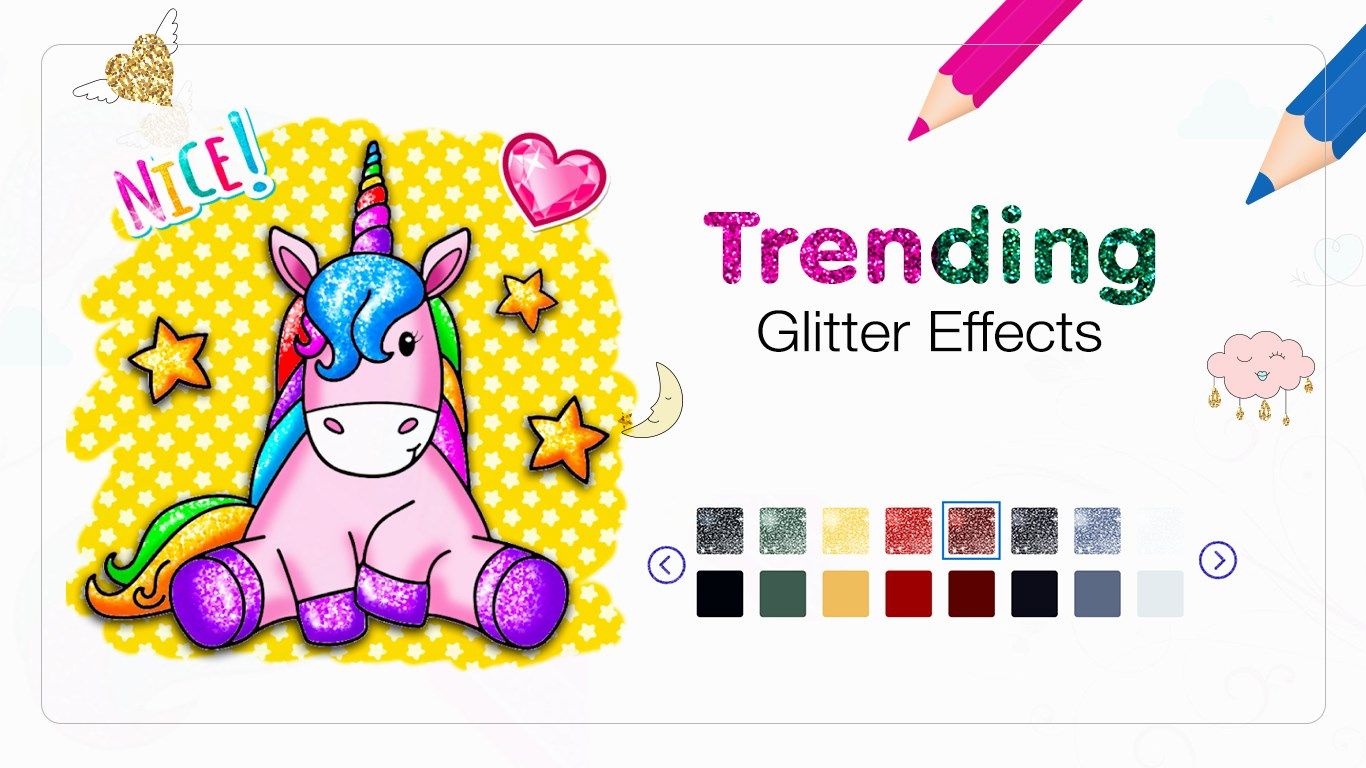 Rainbow Glitter Coloring Book - Unicorn Dash